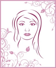 girl face with floral background