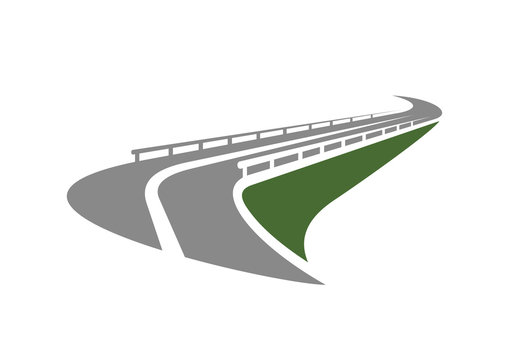 Road With Guardrails Passing On The Edge Of Slope