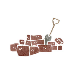 retro cartoon bricks and shovel
