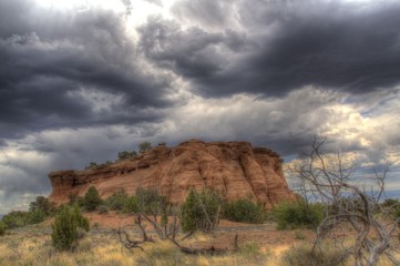 Rock formation under a cloudy sky in Colorado