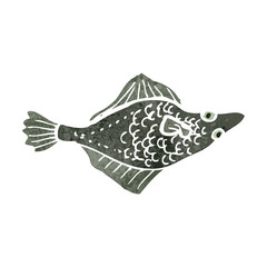 retro cartoon flat fish
