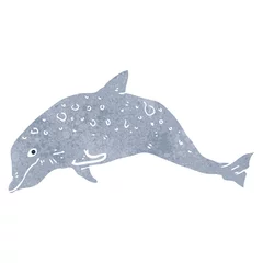 Tuinposter retro cartoon dolfijn © lineartestpilot