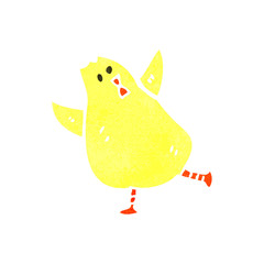 retro cartoon yellow bird