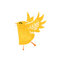 retro cartoon yellow bird