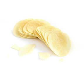 potato chips isolated on white background