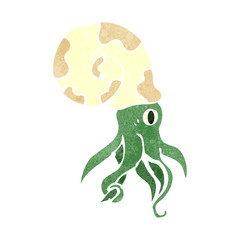 retro cartoon nautilus squid