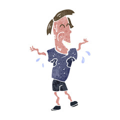 retro cartoon sweating man
