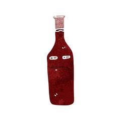 retro cartoon wine bottle