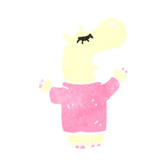 retro cartoon hippo