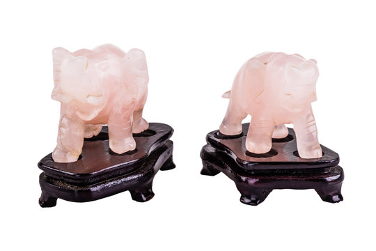 Pink Quartz Elephants