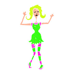 retro cartoon woman dancing