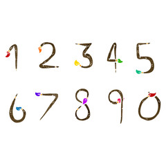 retro cartoon paint brush shaped numbers
