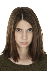 Naklejka premium A beautiful young woman is upset.