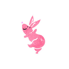 retro cartoon pink rabbit
