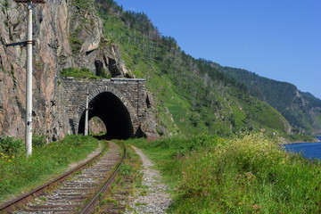 Summer tunnel on the Circum-Baikal railroad