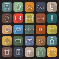 Dressing line flat icons with long shadow