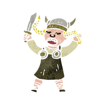 retro cartoon singing viking woman