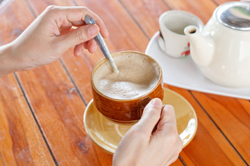 A cup of coffee.