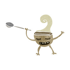 retro cartoon hot bowl of soup