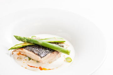 white fish with asparagus