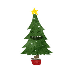 retro cartoon christmas tree