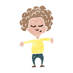 retro cartoon curly haired boy