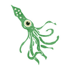 retro cartoon giant squid