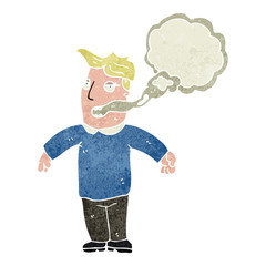 retro cartoon man with bad breath