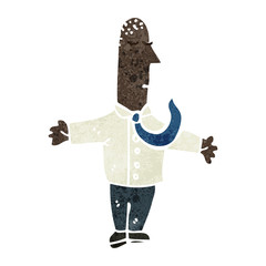 retro cartoon businessman shrugging shoulders
