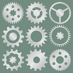 Vector collection of aluminum gear wheels