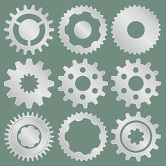 Vector collection of aluminum gear wheels