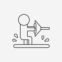 Water skiing line icon