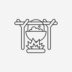 camping fire line icon