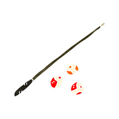 retro cartoon pool cue and balls
