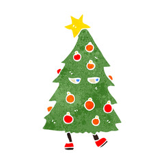 retro cartoon christmas tree
