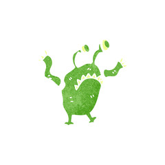 retro cartoon alien monster