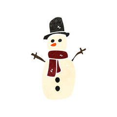 retro cartoon snowman