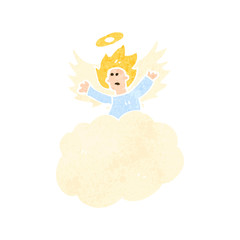 retro cartoon angel on cloud