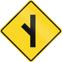 Canadian road warning sign - 45 degree Intersection ahead. This sign is used in Ontario