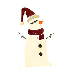 retro cartoon snowman
