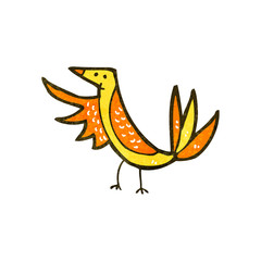 retro cartoon yellow bird