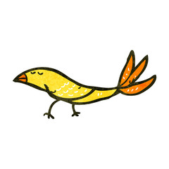 retro cartoon yellow bird