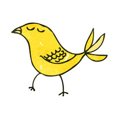 retro cartoon yellow bird