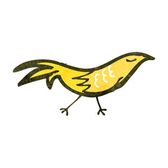 retro cartoon yellow bird