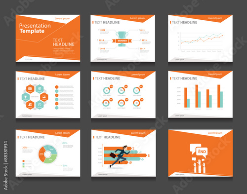 orange infographic business presentation template set powerpoint