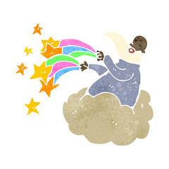 retro cartoon god on cloud