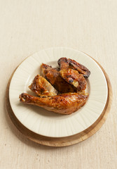 Grill chicken with space on canvas background vertical style