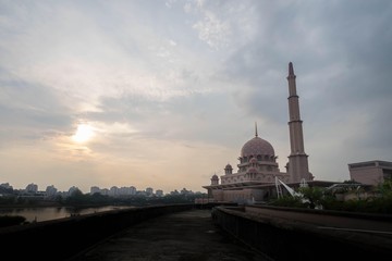 beautiful sunset at Putra Mosque, Putrajaya Malaysia