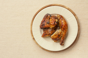 Grill chicken with space on canvas background