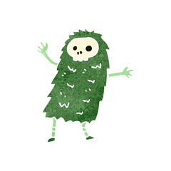 retro cartoon green monster